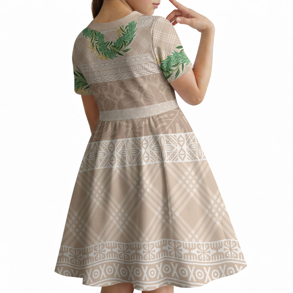Hawai'i Paniolo Maile Twisted Lei Kid Short Sleeve Dress Almond Brown LT7 - Polynesian Pride