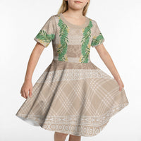 Hawai'i Paniolo Maile Twisted Lei Kid Short Sleeve Dress Almond Brown LT7 - Polynesian Pride