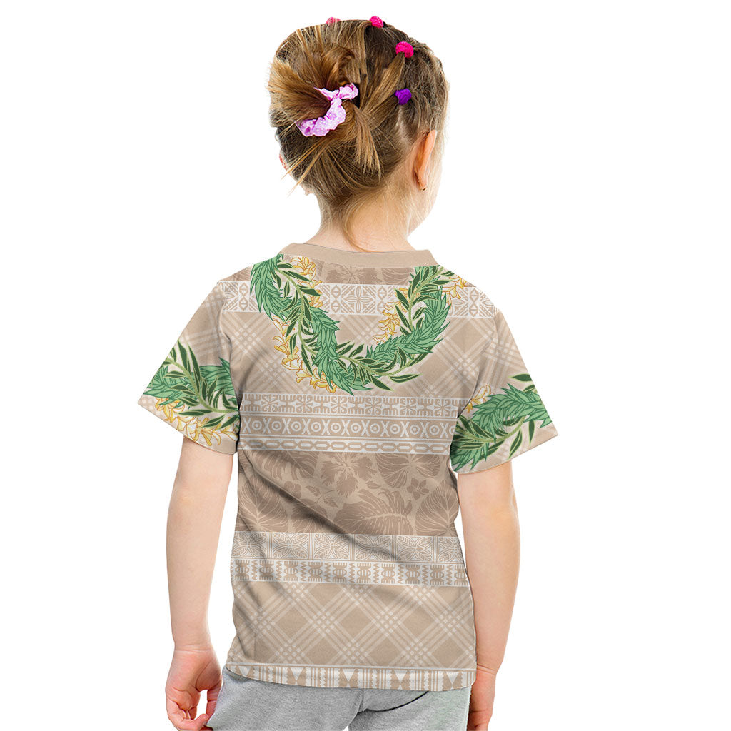 Hawai'i Paniolo Maile Twisted Lei Kid T Shirt Almond Brown LT7 - Polynesian Pride