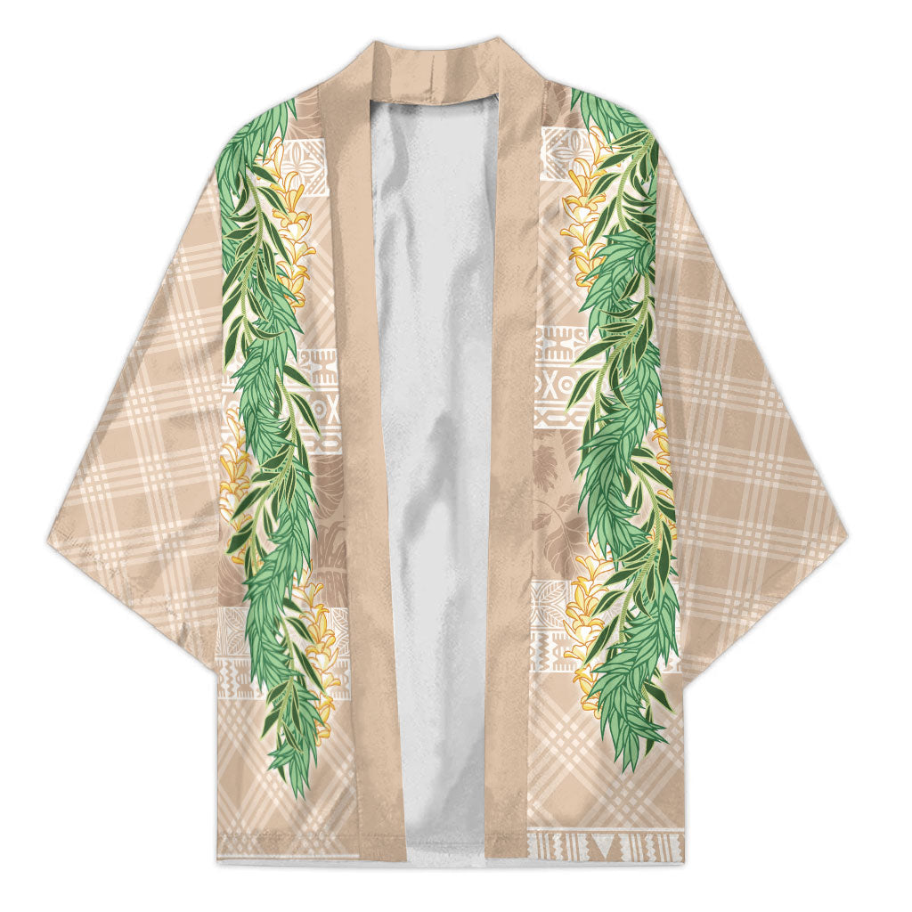 Hawai'i Paniolo Maile Twisted Lei Kimono Almond Brown LT7 Unisex Brown - Polynesian Pride