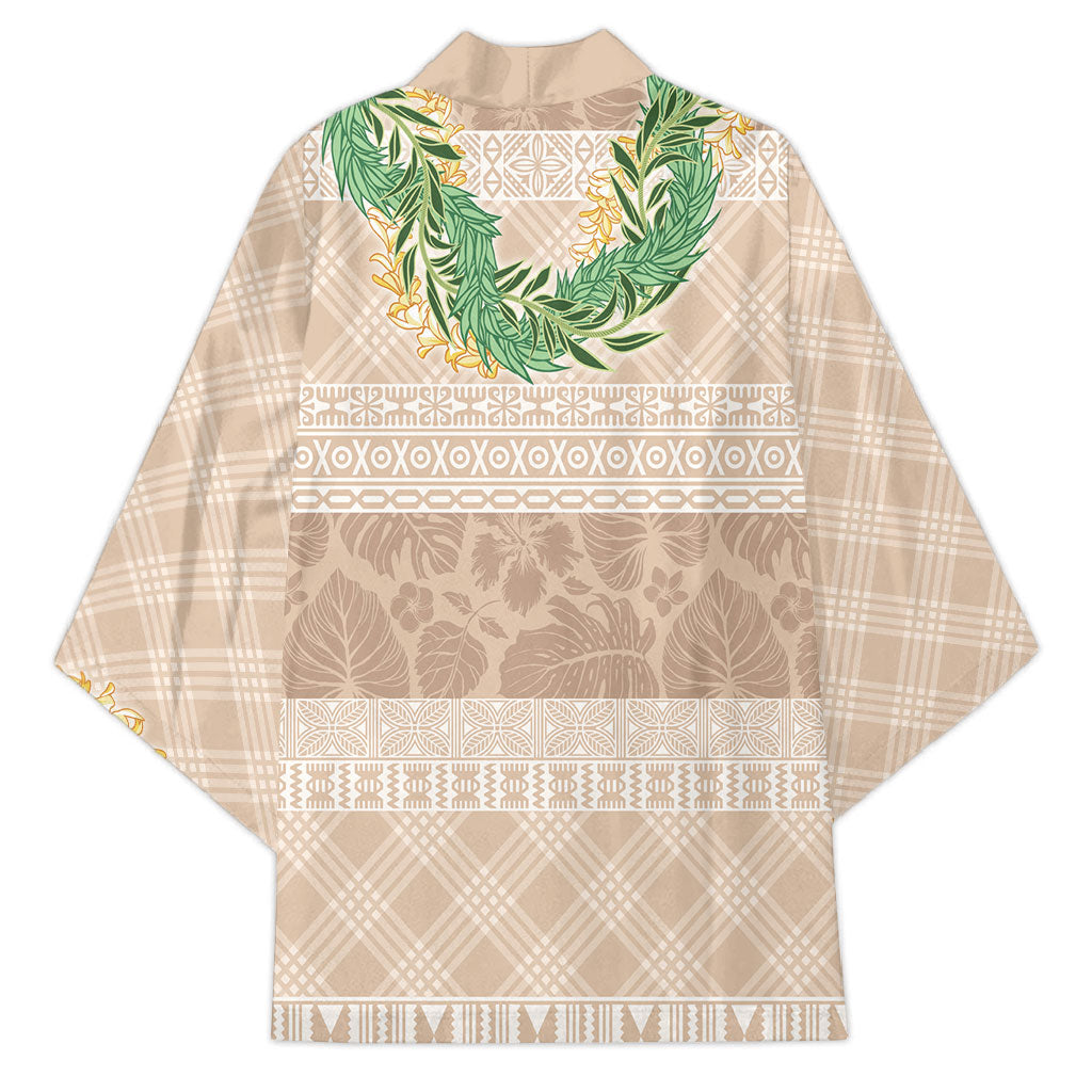 Hawai'i Paniolo Maile Twisted Lei Kimono Almond Brown LT7 - Polynesian Pride