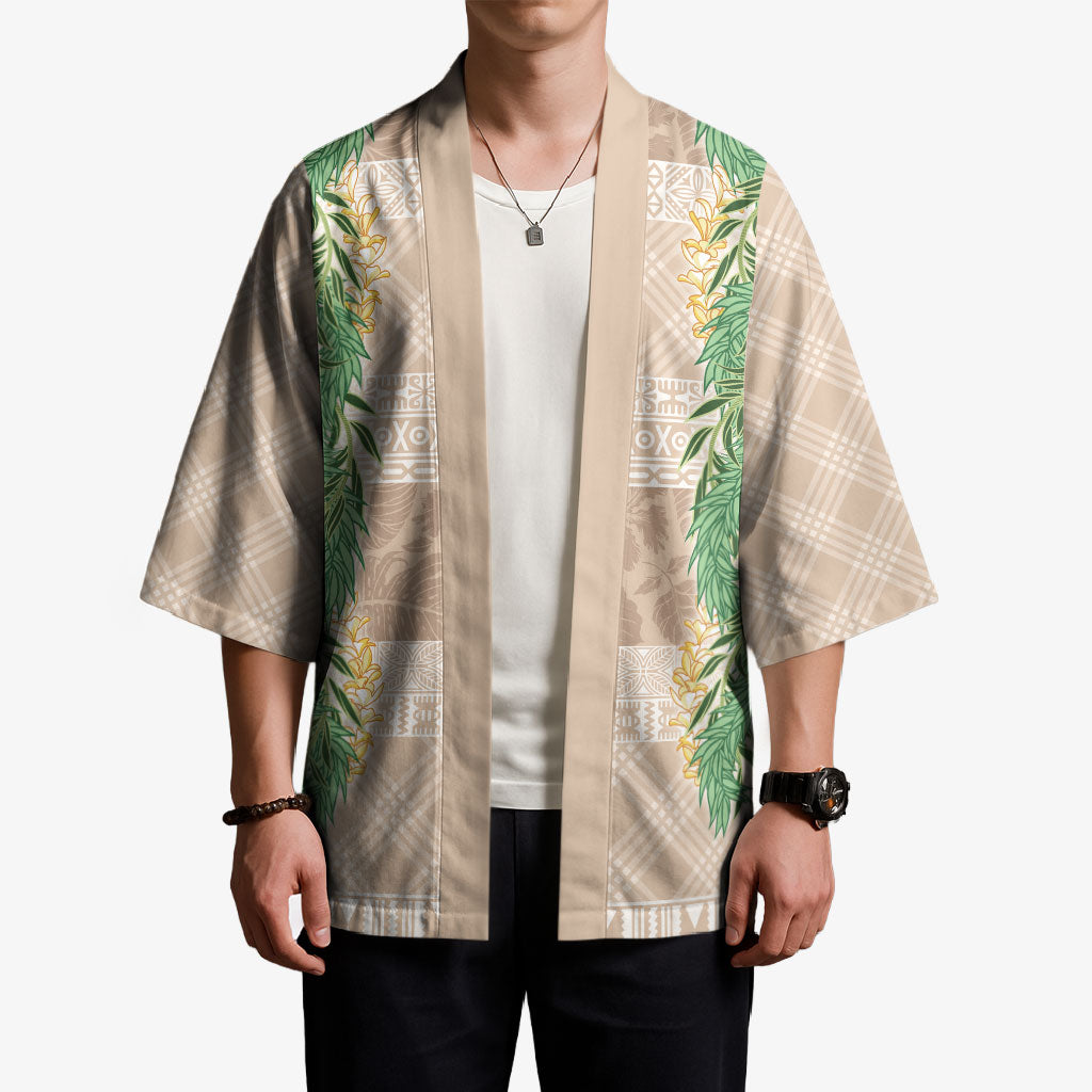 Hawai'i Paniolo Maile Twisted Lei Kimono Almond Brown LT7 - Polynesian Pride