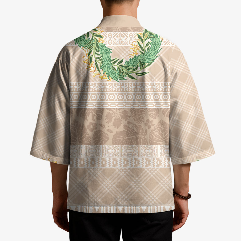 Hawai'i Paniolo Maile Twisted Lei Kimono Almond Brown LT7 - Polynesian Pride