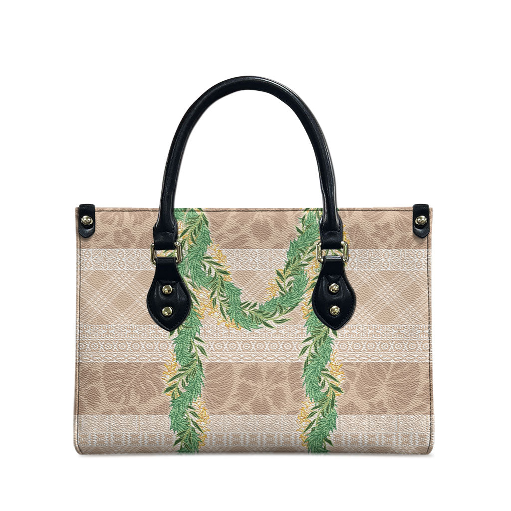 Hawai'i Paniolo Maile Twisted Lei Leather Bag Almond Brown LT7 - Polynesian Pride