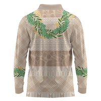 Hawai'i Paniolo Maile Twisted Lei Long Sleeve Polo Shirt Almond Brown LT7 - Polynesian Pride