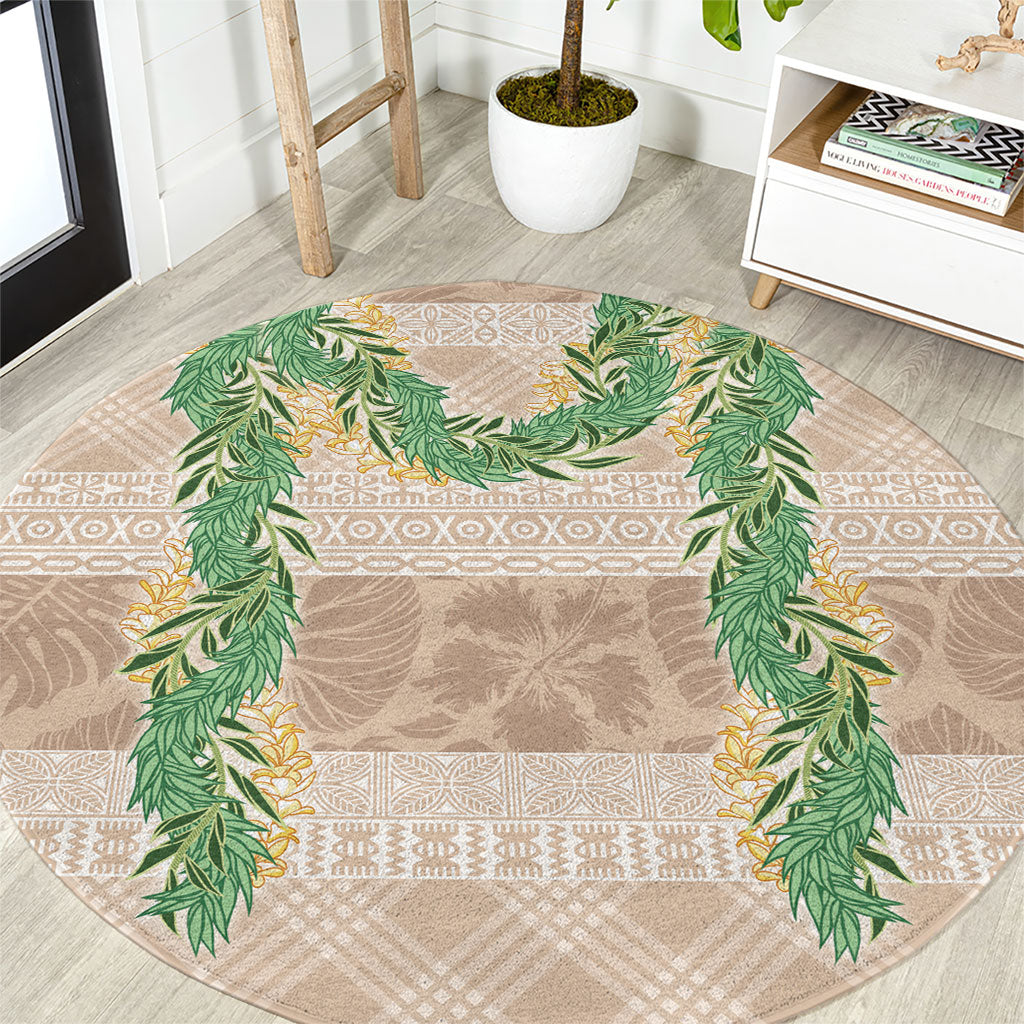 Hawai'i Paniolo Maile Twisted Lei Round Carpet Almond Brown LT7 Brown - Polynesian Pride