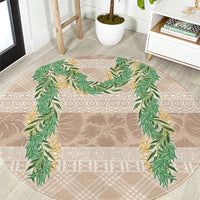 Hawai'i Paniolo Maile Twisted Lei Round Carpet Almond Brown LT7 Brown - Polynesian Pride