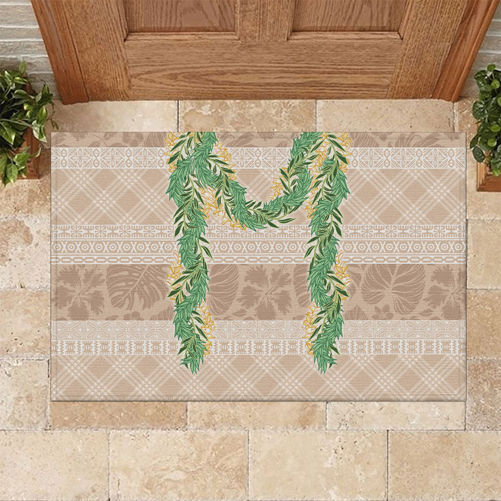 Hawai'i Paniolo Maile Twisted Lei Rubber Doormat Almond Brown LT7 Brown - Polynesian Pride
