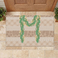 Hawai'i Paniolo Maile Twisted Lei Rubber Doormat Almond Brown LT7 Brown - Polynesian Pride