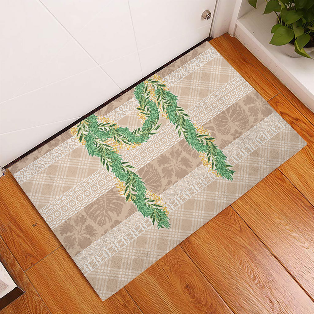 Hawai'i Paniolo Maile Twisted Lei Rubber Doormat Almond Brown LT7 - Polynesian Pride