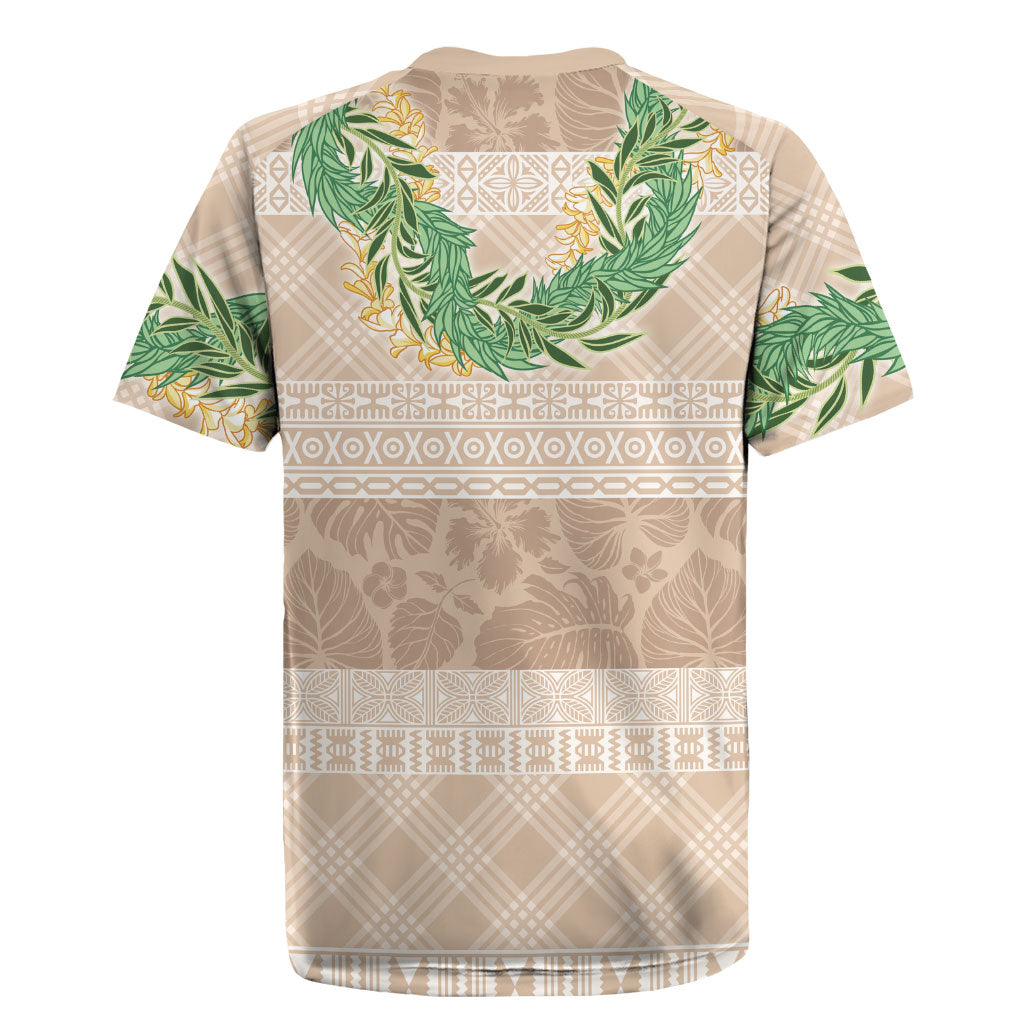 Hawai'i Paniolo Maile Twisted Lei Rugby Jersey Almond Brown LT7 - Polynesian Pride