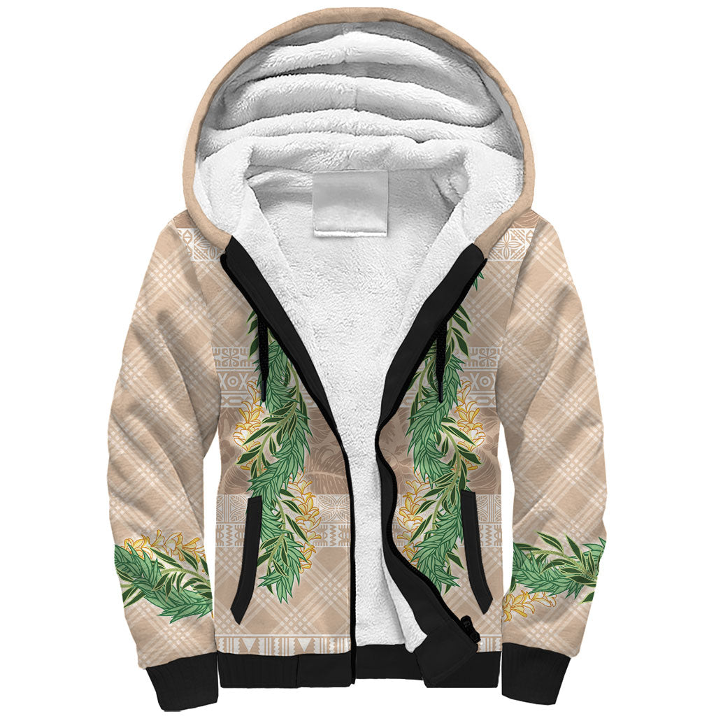 Hawai'i Paniolo Maile Twisted Lei Sherpa Hoodie Almond Brown