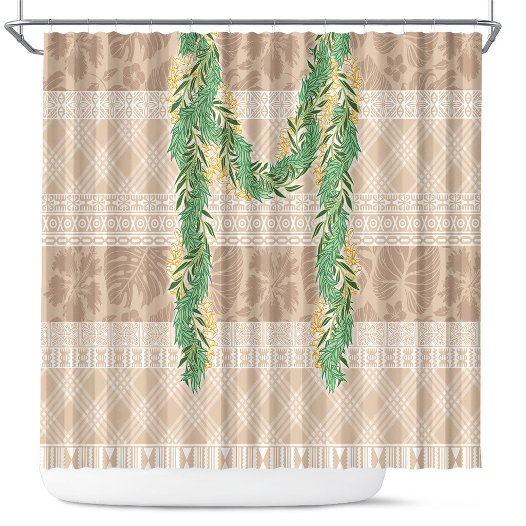 Hawai'i Paniolo Maile Twisted Lei Shower Curtain Almond Brown LT7 Brown - Polynesian Pride