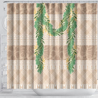 Hawai'i Paniolo Maile Twisted Lei Shower Curtain Almond Brown LT7 - Polynesian Pride