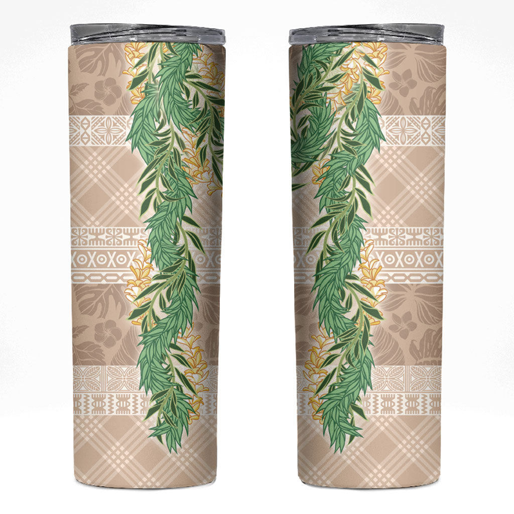 Hawai'i Paniolo Maile Twisted Lei Skinny Tumbler Almond Brown LT7 Brown - Polynesian Pride