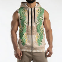 Hawai'i Paniolo Maile Twisted Lei Sleeveless Zip Hoodie Almond Brown LT7 - Polynesian Pride