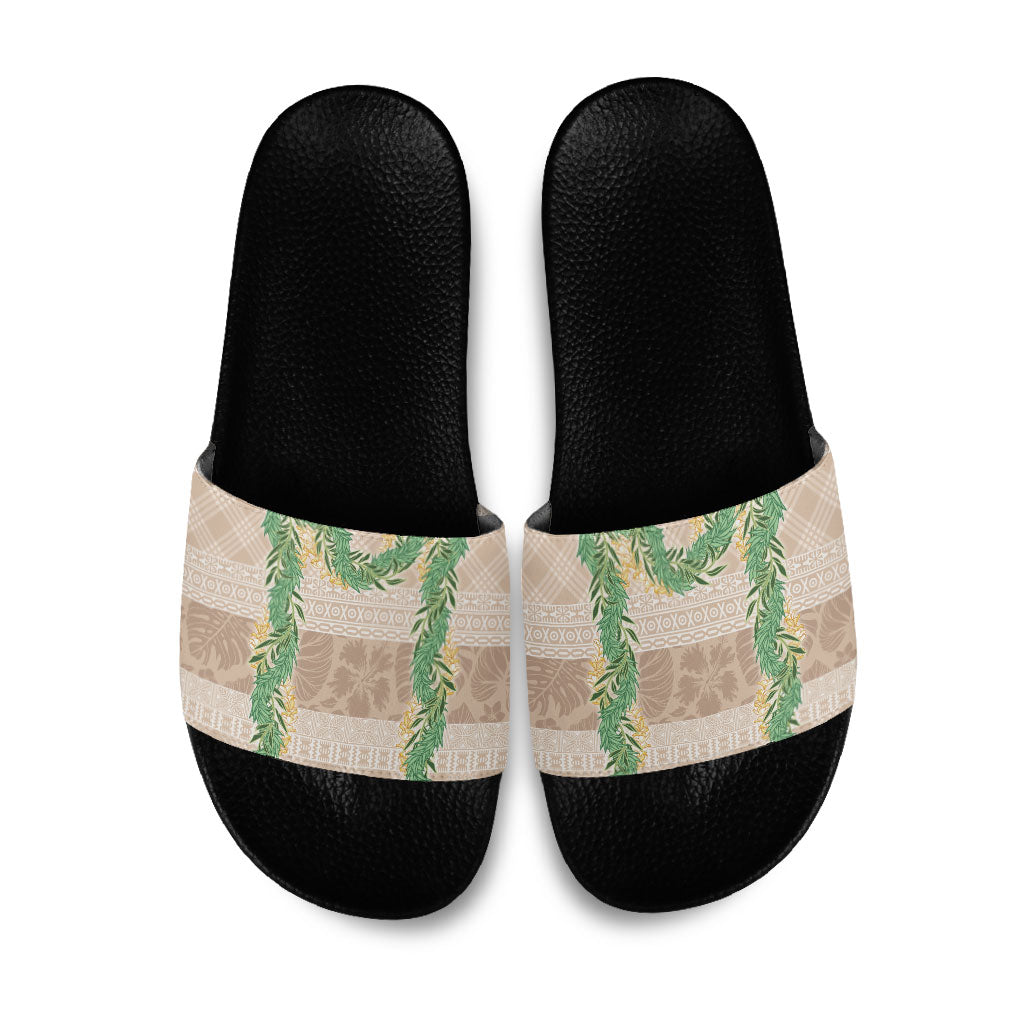 Hawai'i Paniolo Maile Twisted Lei Slide Sandals Almond Brown