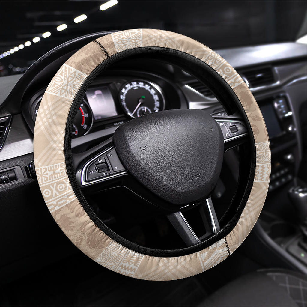 Hawai'i Paniolo Maile Twisted Lei Steering Wheel Cover Almond Brown LT7 Universal Fit Brown - Polynesian Pride