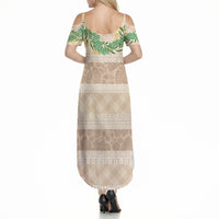 Hawai'i Paniolo Maile Twisted Lei Summer Maxi Dress Almond Brown LT7 - Polynesian Pride