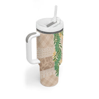 Hawai'i Paniolo Maile Twisted Lei Tumbler With Handle Almond Brown LT7 - Polynesian Pride