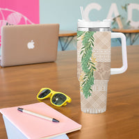 Hawai'i Paniolo Maile Twisted Lei Tumbler With Handle Almond Brown LT7 - Polynesian Pride