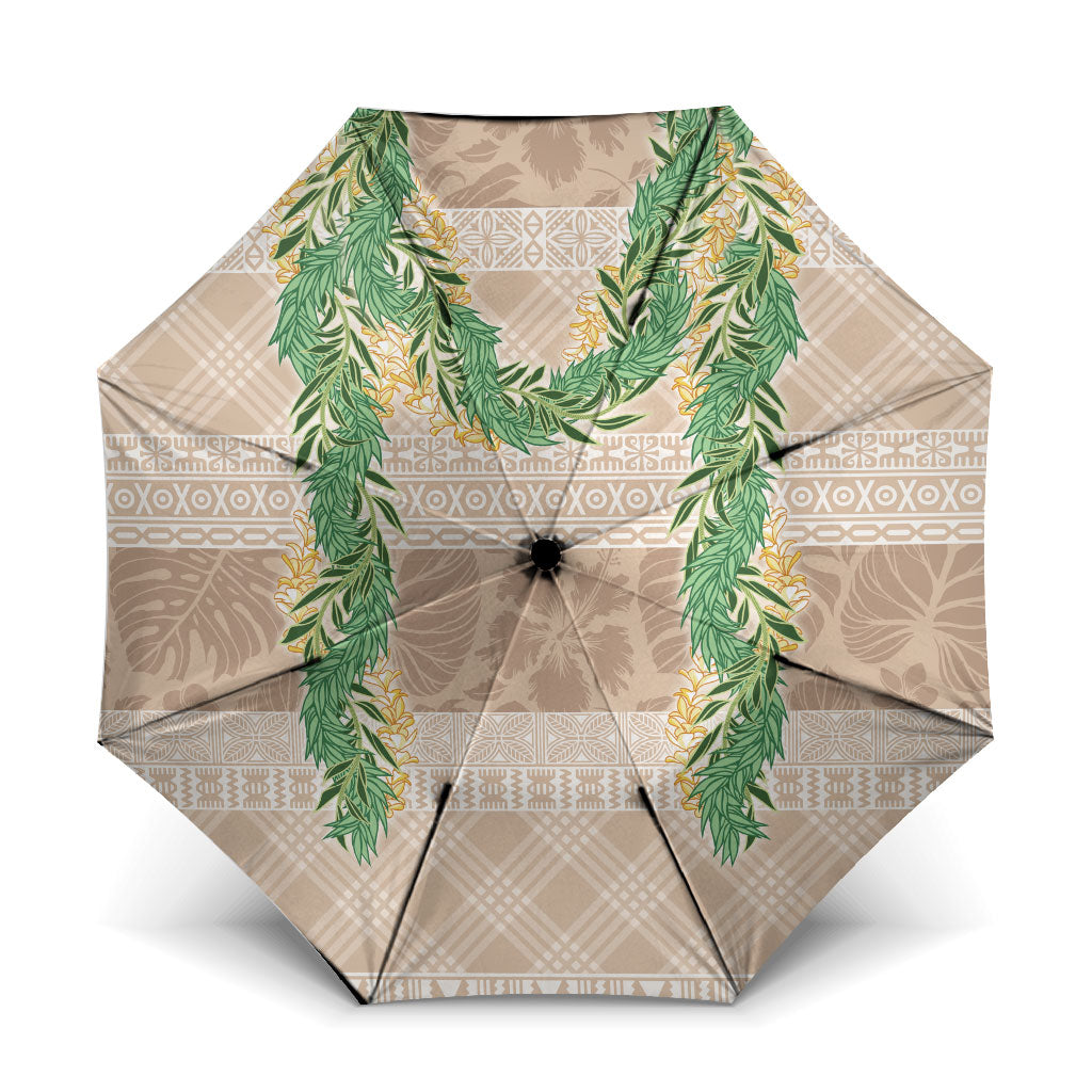 Hawai'i Paniolo Maile Twisted Lei Umbrella Almond Brown LT7 One Size Folded 11.42 inch Opened Diameter 37.4 inch Brown - Polynesian Pride