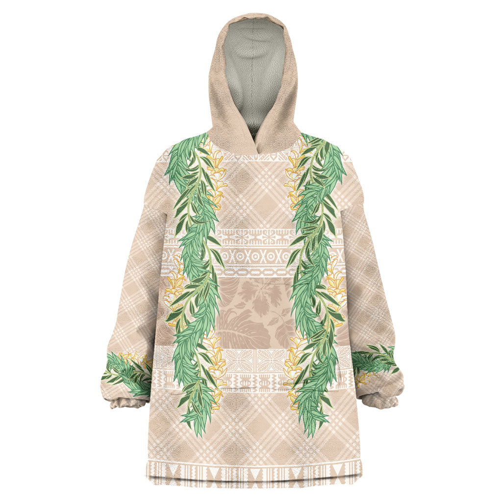 Hawai'i Paniolo Maile Twisted Lei Wearable Blanket Hoodie Almond Brown LT7 One Size Brown - Polynesian Pride