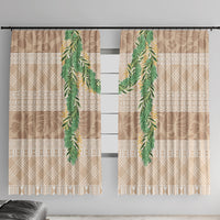 Hawai'i Paniolo Maile Twisted Lei Window Curtain Almond Brown LT7 With Hooks Brown - Polynesian Pride