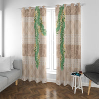 Hawai'i Paniolo Maile Twisted Lei Window Curtain Almond Brown LT7 With Grommets Brown - Polynesian Pride