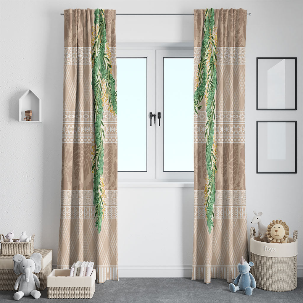 Hawai'i Paniolo Maile Twisted Lei Window Curtain Almond Brown LT7 - Polynesian Pride