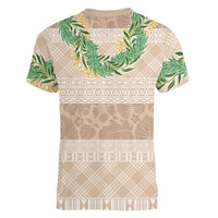 Hawai'i Paniolo Maile Twisted Lei Women V-Neck T-Shirt Almond Brown LT7 - Polynesian Pride