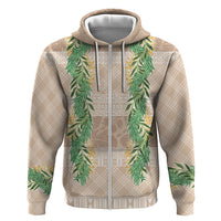 Hawai'i Paniolo Maile Twisted Lei Zip Hoodie Almond Brown LT7 Zip Hoodie Brown - Polynesian Pride