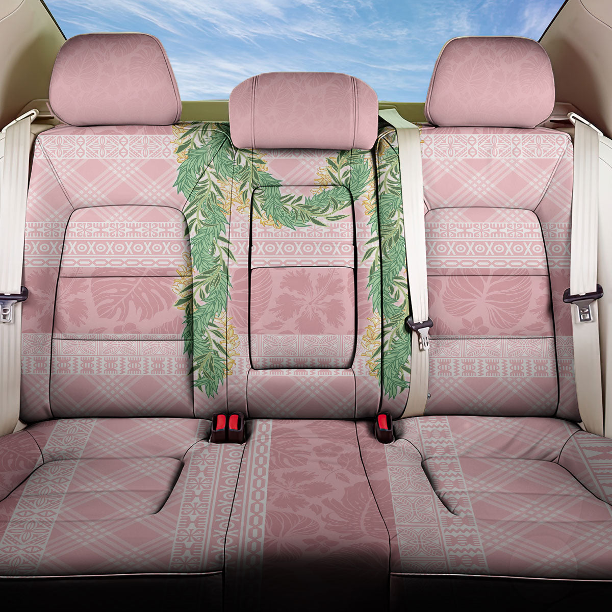 Hawai'i Paniolo Maile Twisted Lei Back Car Seat Cover Dusty Rose