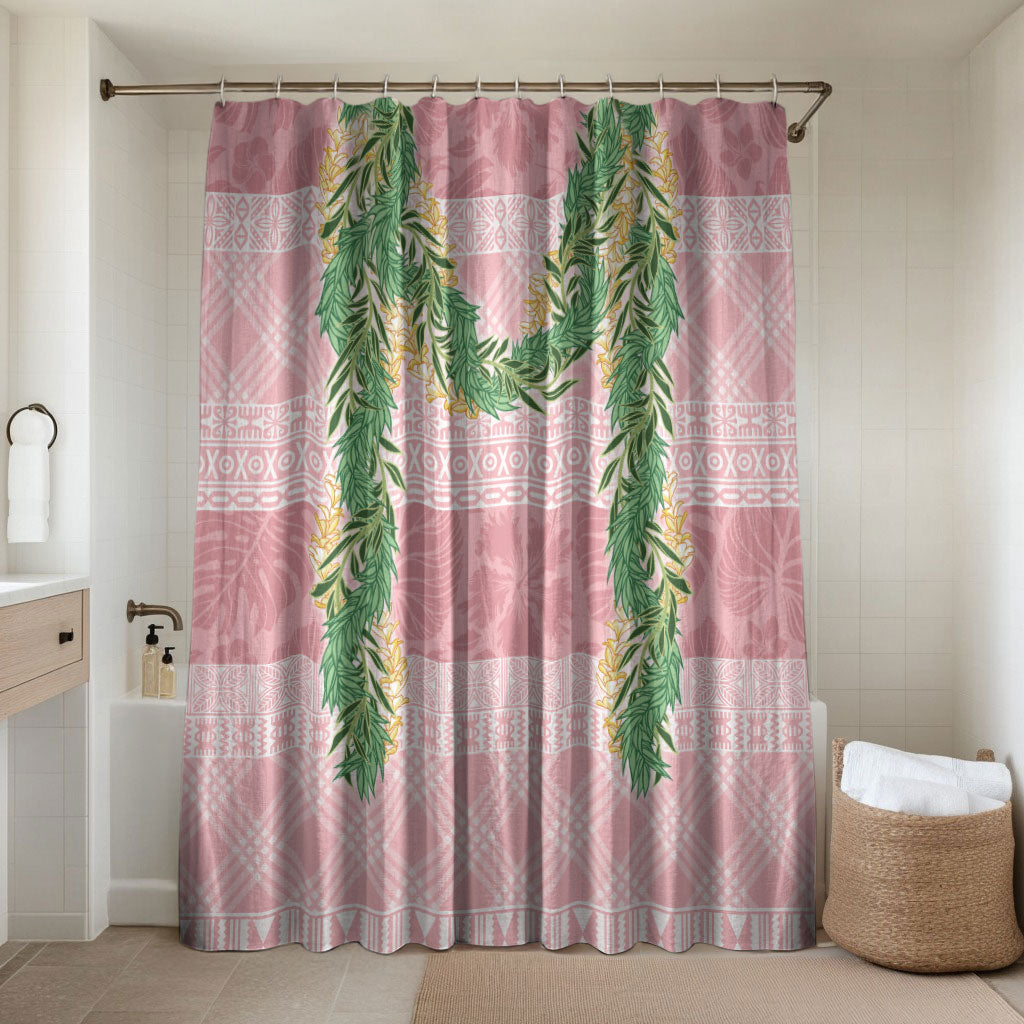 Hawai'i Paniolo Maile Twisted Lei Bathroom Set Dusty Rose LT7 Shower Curtain Only Dusty Rose - Polynesian Pride
