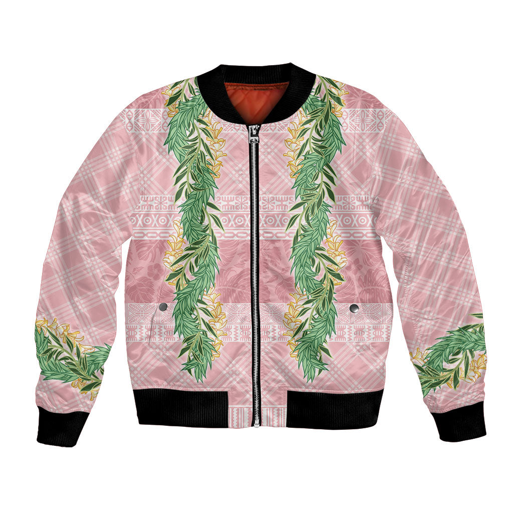 Hawai'i Paniolo Maile Twisted Lei Bomber Jacket Dusty Rose LT7 Unisex Dusty Rose - Polynesian Pride