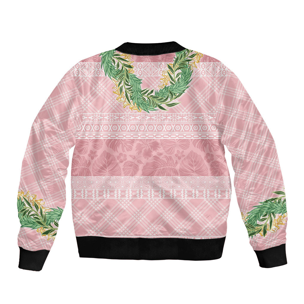 Hawai'i Paniolo Maile Twisted Lei Bomber Jacket Dusty Rose LT7 - Polynesian Pride