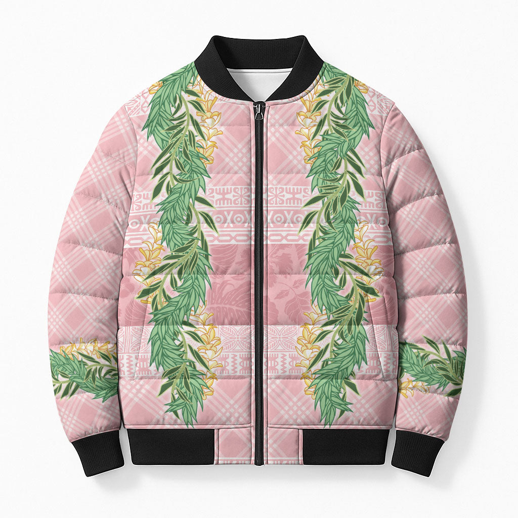 Hawai'i Paniolo Maile Twisted Lei Bomber Puffer Jacket Dusty Rose LT7 Unisex Dusty Rose - Polynesian Pride