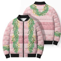 Hawai'i Paniolo Maile Twisted Lei Bomber Puffer Jacket Dusty Rose LT7 - Polynesian Pride