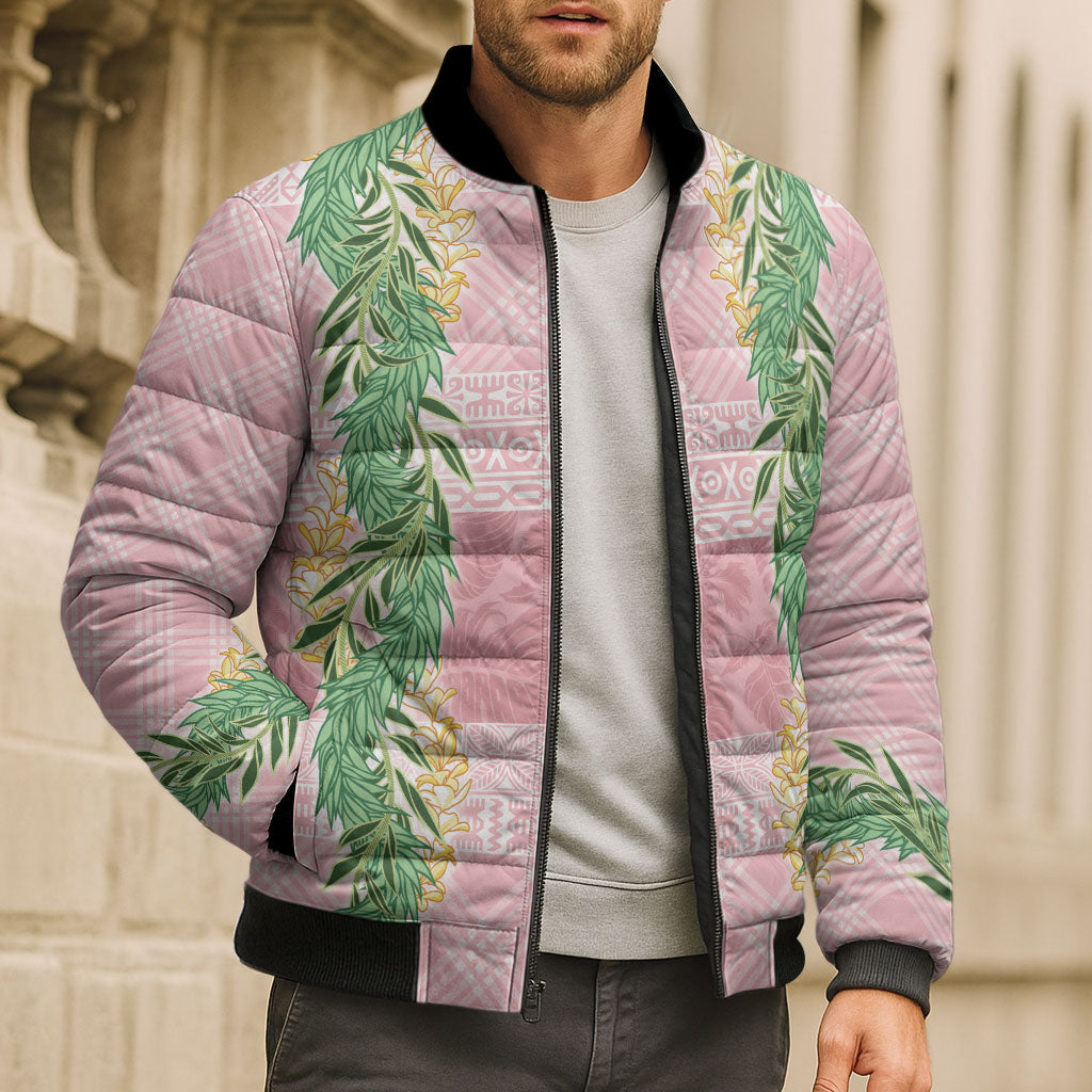 Hawai'i Paniolo Maile Twisted Lei Bomber Puffer Jacket Dusty Rose LT7 - Polynesian Pride