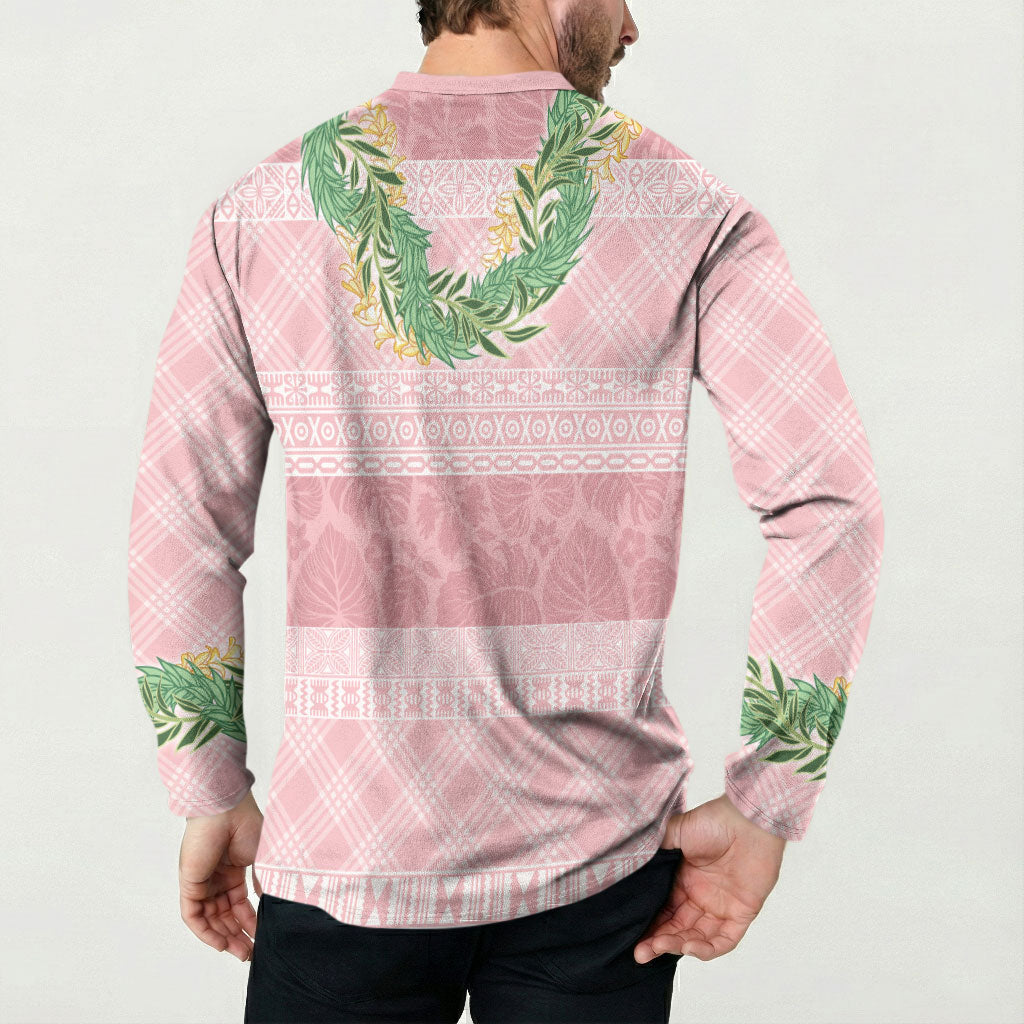 Hawai'i Paniolo Maile Twisted Lei Button Sweatshirt Dusty Rose LT7 - Polynesian Pride
