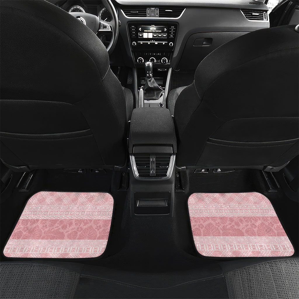 Hawai'i Paniolo Maile Twisted Lei Car Mats Dusty Rose LT7 Set 2pcs - Back Dusty Rose - Polynesian Pride