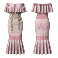 Hawai'i Paniolo Maile Twisted Lei Couples Matching Mermaid Dress and Hawaiian Shirt Dusty Rose LT7 - Polynesian Pride