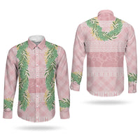 Hawai'i Paniolo Maile Twisted Lei Couples Matching Off Shoulder Maxi Dress and Long Sleeve Button Shirt Dusty Rose LT7 - Polynesian Pride