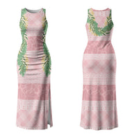 Hawai'i Paniolo Maile Twisted Lei Couples Matching Tank Maxi Dress and Hawaiian Shirt Dusty Rose LT7 - Polynesian Pride