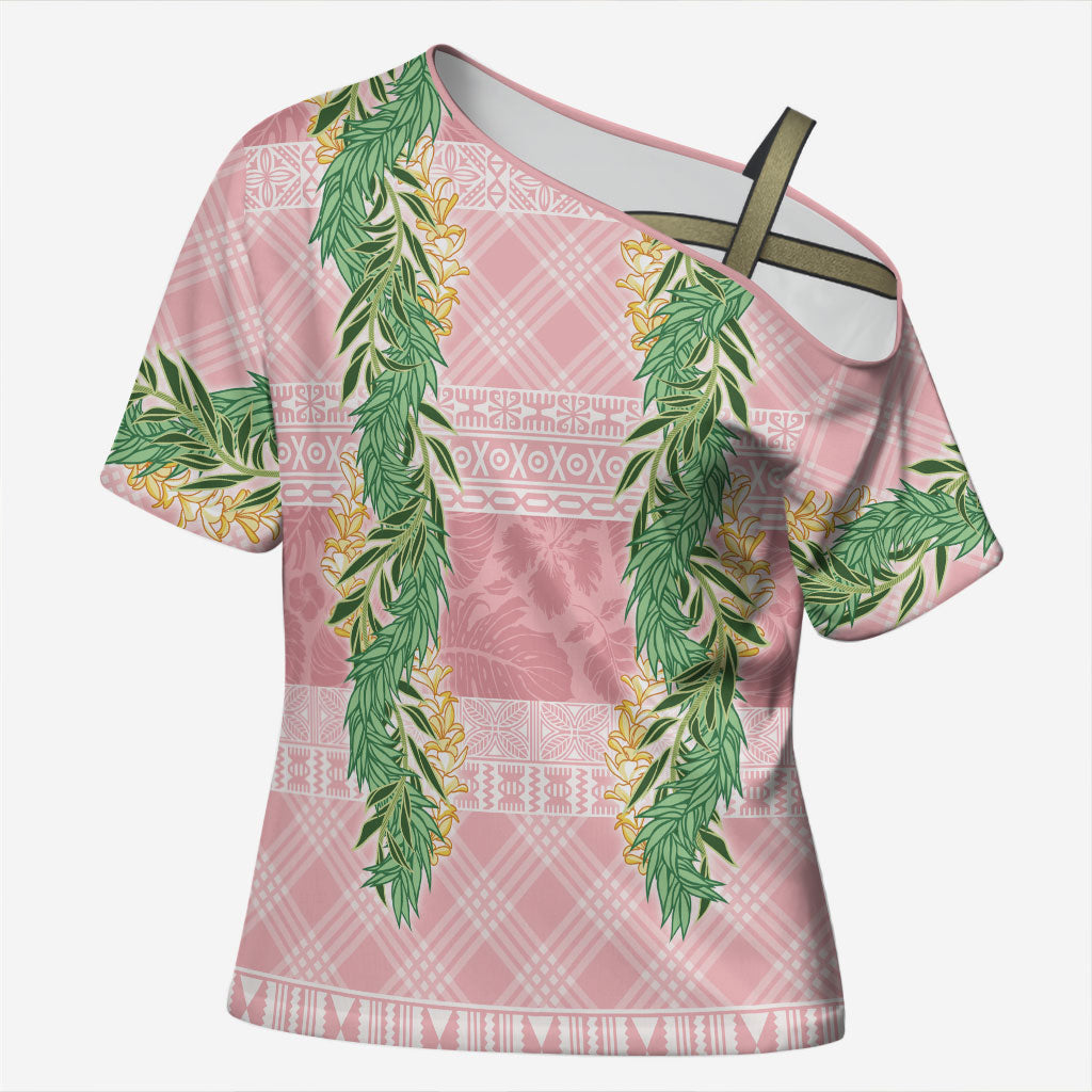 Hawai'i Paniolo Maile Twisted Lei Cross Shoulder Shirt Dusty Rose