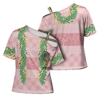Hawai'i Paniolo Maile Twisted Lei Cross Shoulder Shirt Dusty Rose LT7 - Polynesian Pride