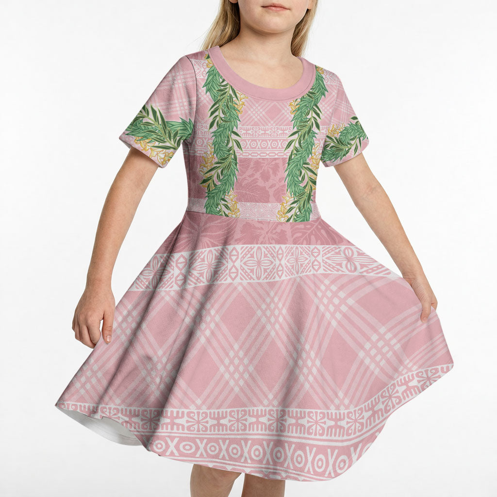 Hawai'i Paniolo Maile Twisted Lei Kid Short Sleeve Dress Dusty Rose LT7 - Polynesian Pride
