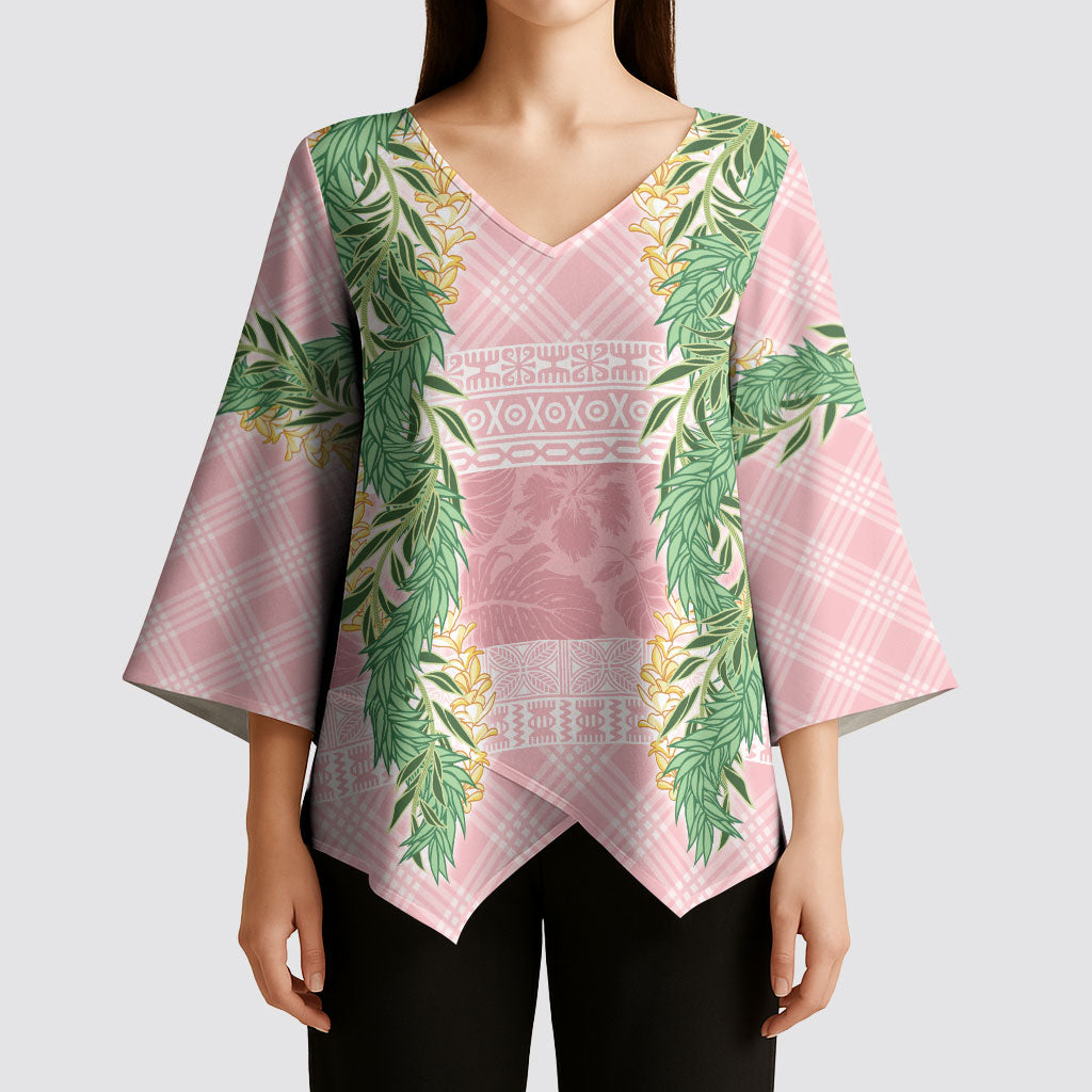 Hawai'i Paniolo Maile Twisted Lei Kimono Sleeve Blouse Dusty Rose LT7 - Polynesian Pride