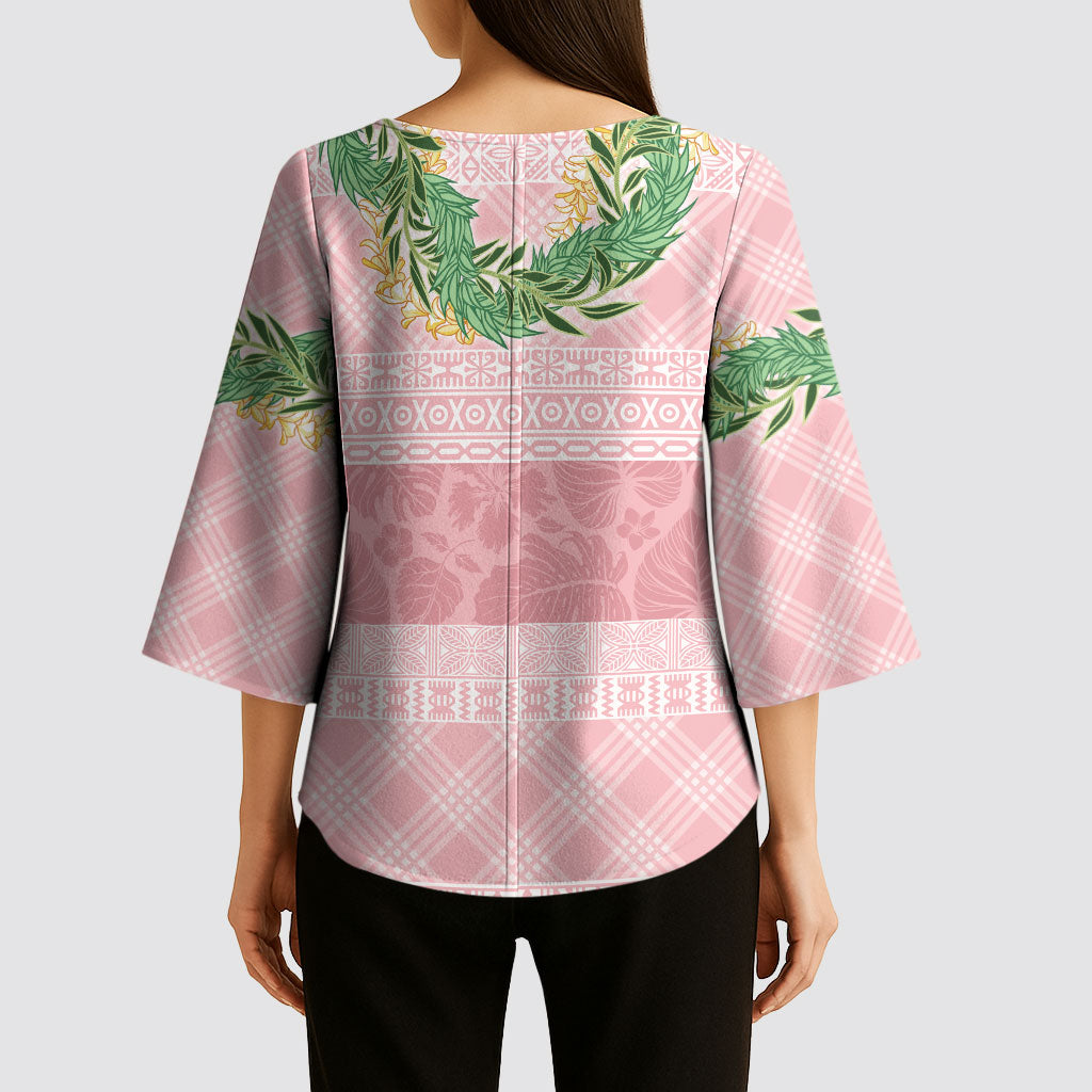 Hawai'i Paniolo Maile Twisted Lei Kimono Sleeve Blouse Dusty Rose LT7 - Polynesian Pride