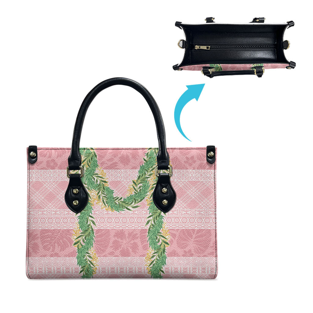 Hawai'i Paniolo Maile Twisted Lei Leather Bag Dusty Rose LT7 - Polynesian Pride